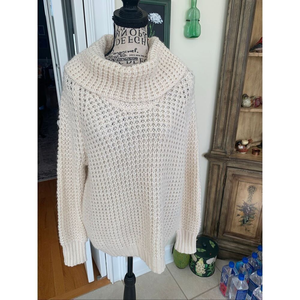 GAP Cream Chunky Knit Cowl Neck Sweater